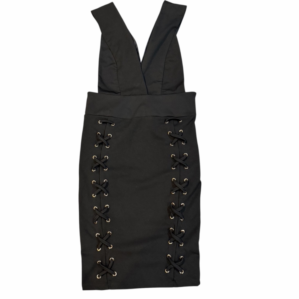 Good Time USA Black Lace-Up Bodycon‎ Midi Dress NWT Size M